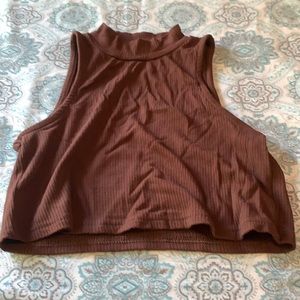 Woman Brown Turtleneck Shirt